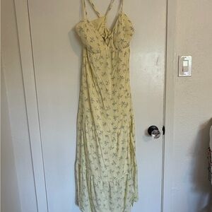 Hollister Light Yellow Floral Backless Dress